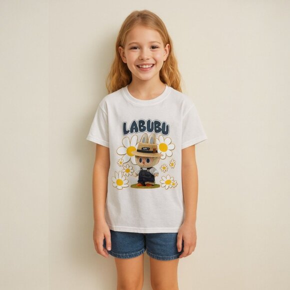 Labubu Daisy Graphic T Shirt Kids Kawaii Cartoon Cute Spring Summer Cottagecore - Picture 4 of 8